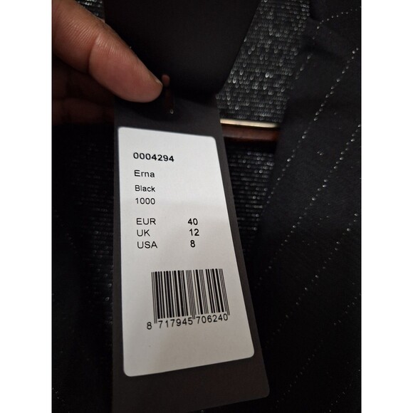 NWT Pinstriped Knit Blazer Women's Sz 8 One Button Black Pockets Career Classic - Picture 13 of 15